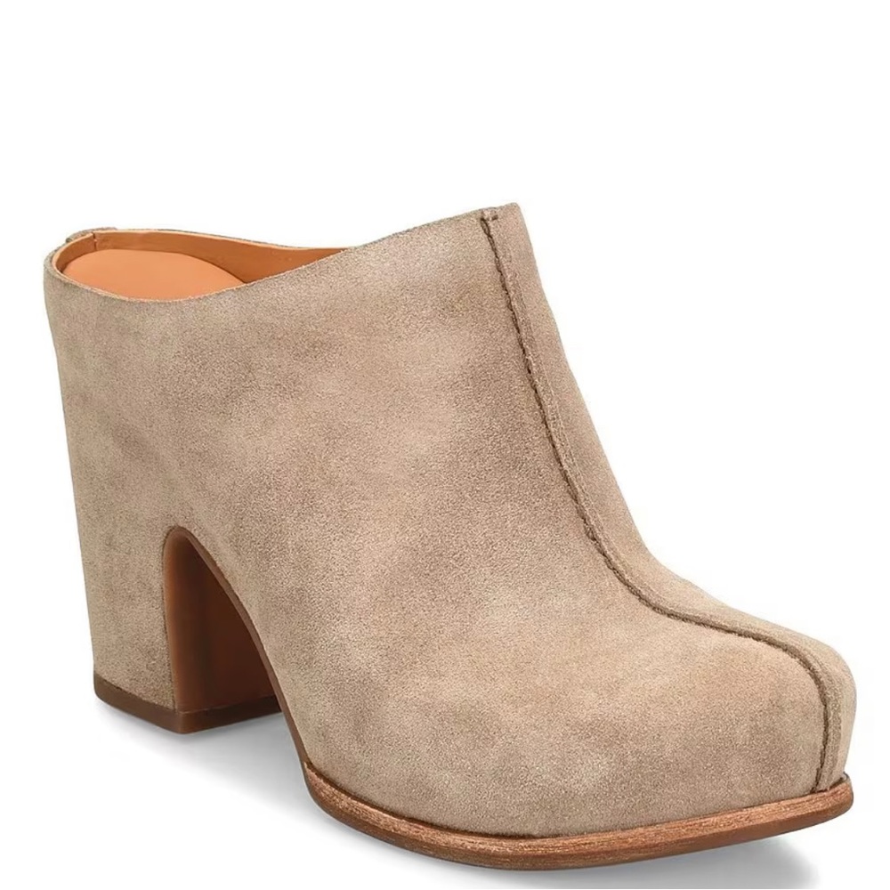 Kork-Ease Sagano Suede Block Heel Clogs Size 8